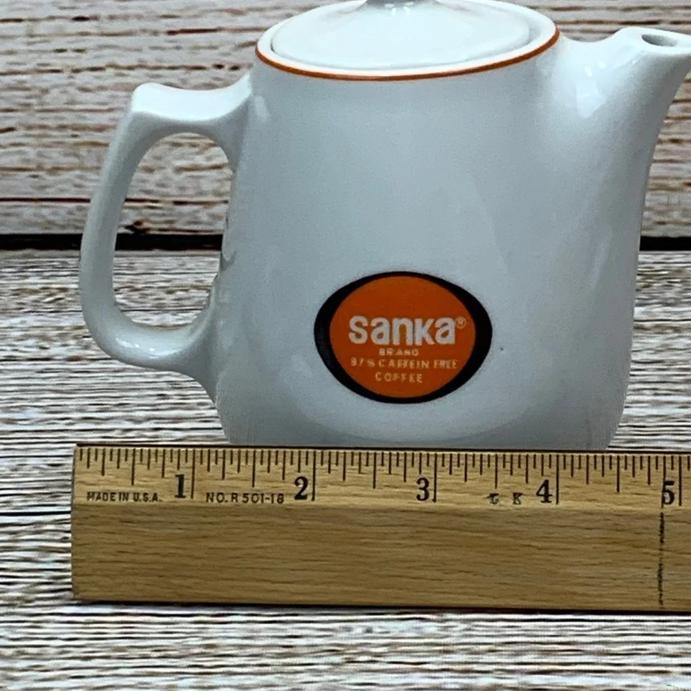 Vintage Sanka Coffee Pot Creamer Server Decaffeinated Japan Ceramic Teapot w Lid